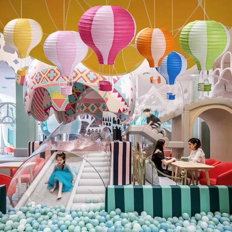zilue Hot Air Balloon Decorations Paper Lanterns for Wedding Birthday Engagement Christmas Party Decoration Pack Stripe Set of 6 - Image 5
